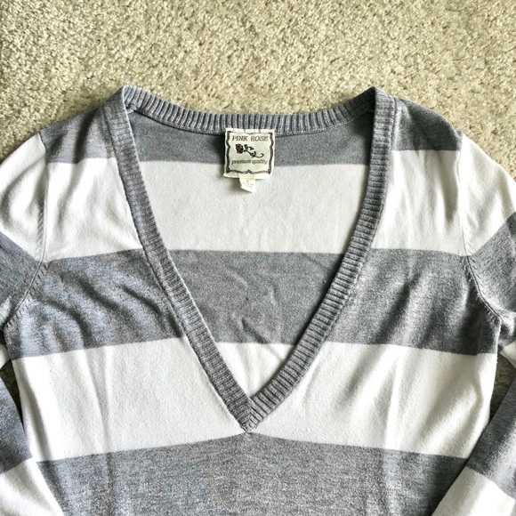 Heather Gray and White Stripe Tunic Mini Dress - Picture 2 of 5